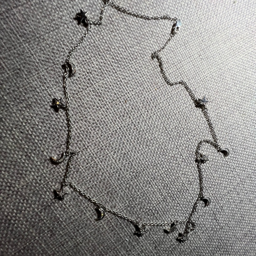 Sterling Silver Star And Moon Necklace